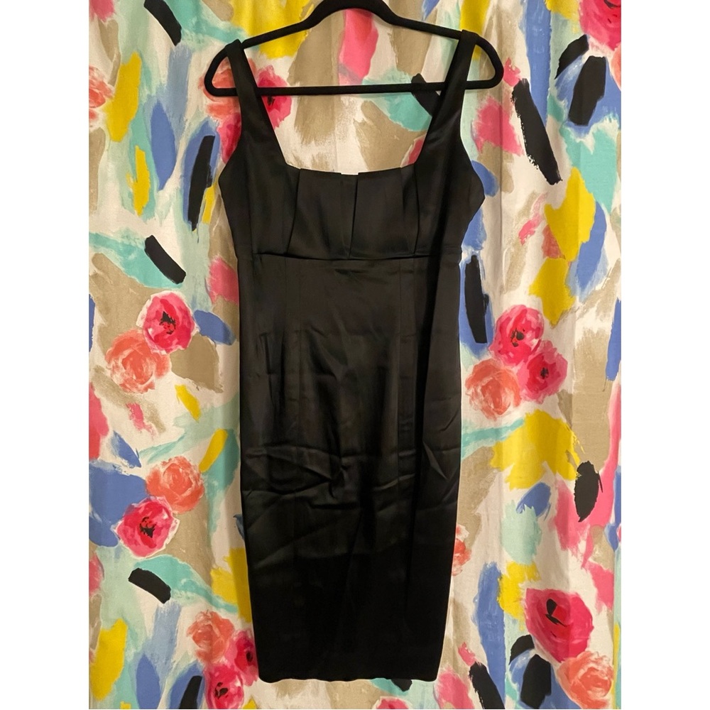 Black square neck dress